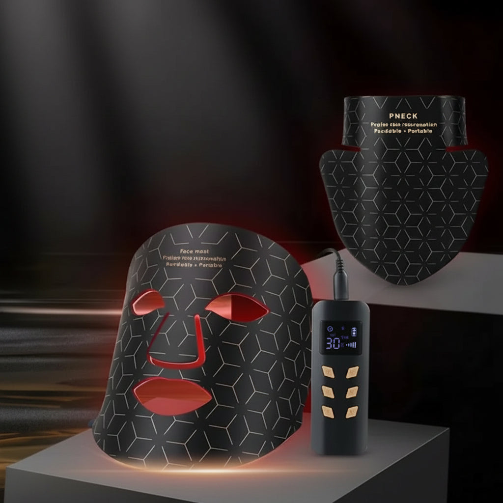 Portable LED face mask with 4-color red light therapy for skin rejuvenation